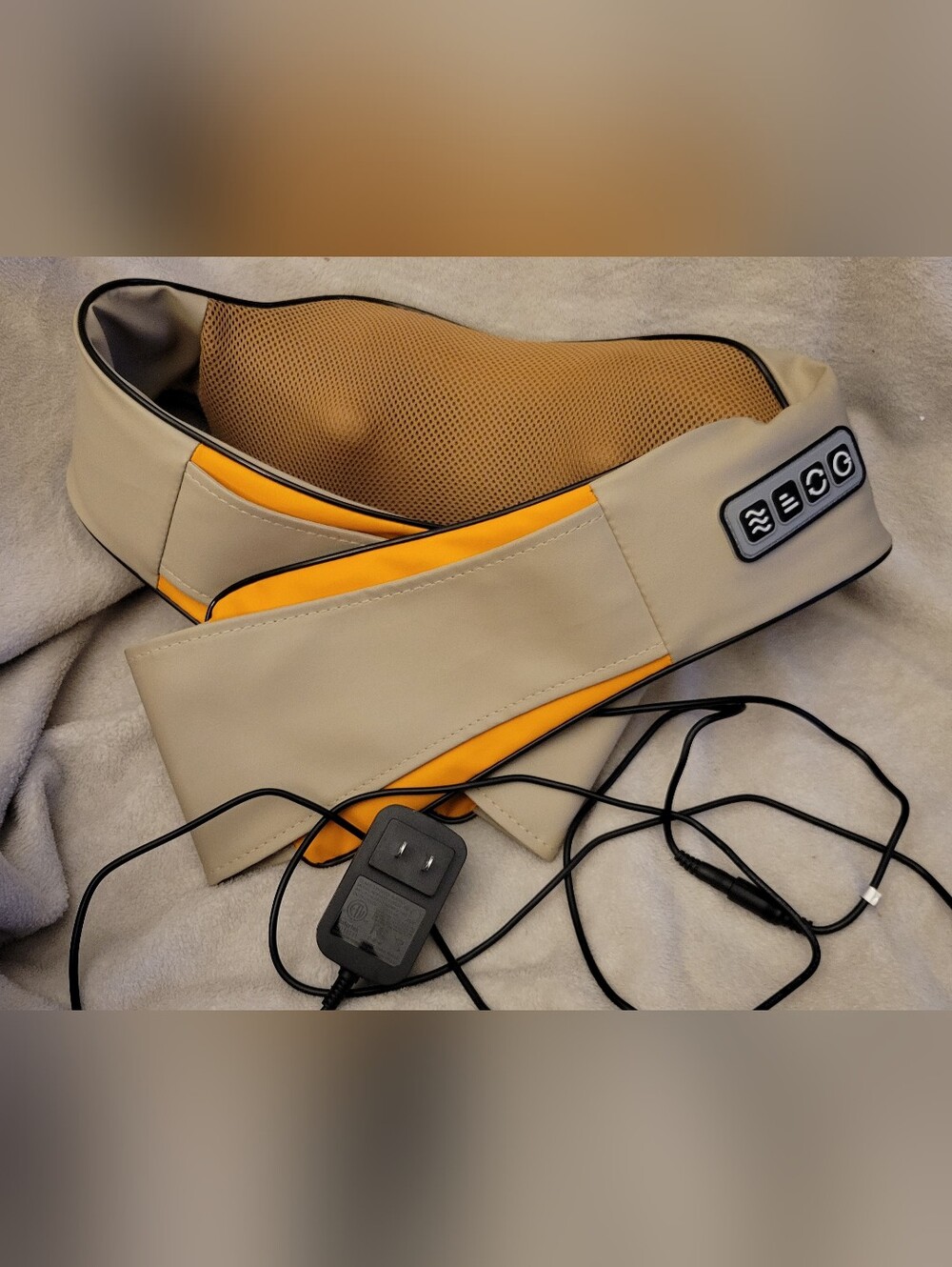 Neck and Shoulder Massager with Heat - Beige & Orange